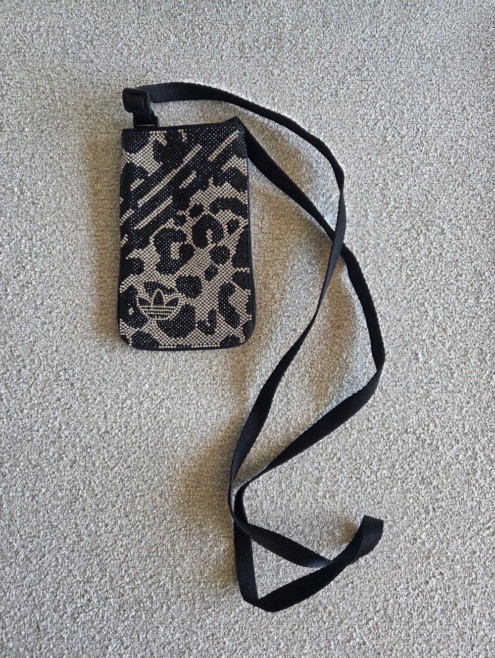adidas Originals Rhinestone Leopard Phone Crossbody Bag Sparkle Pouch
